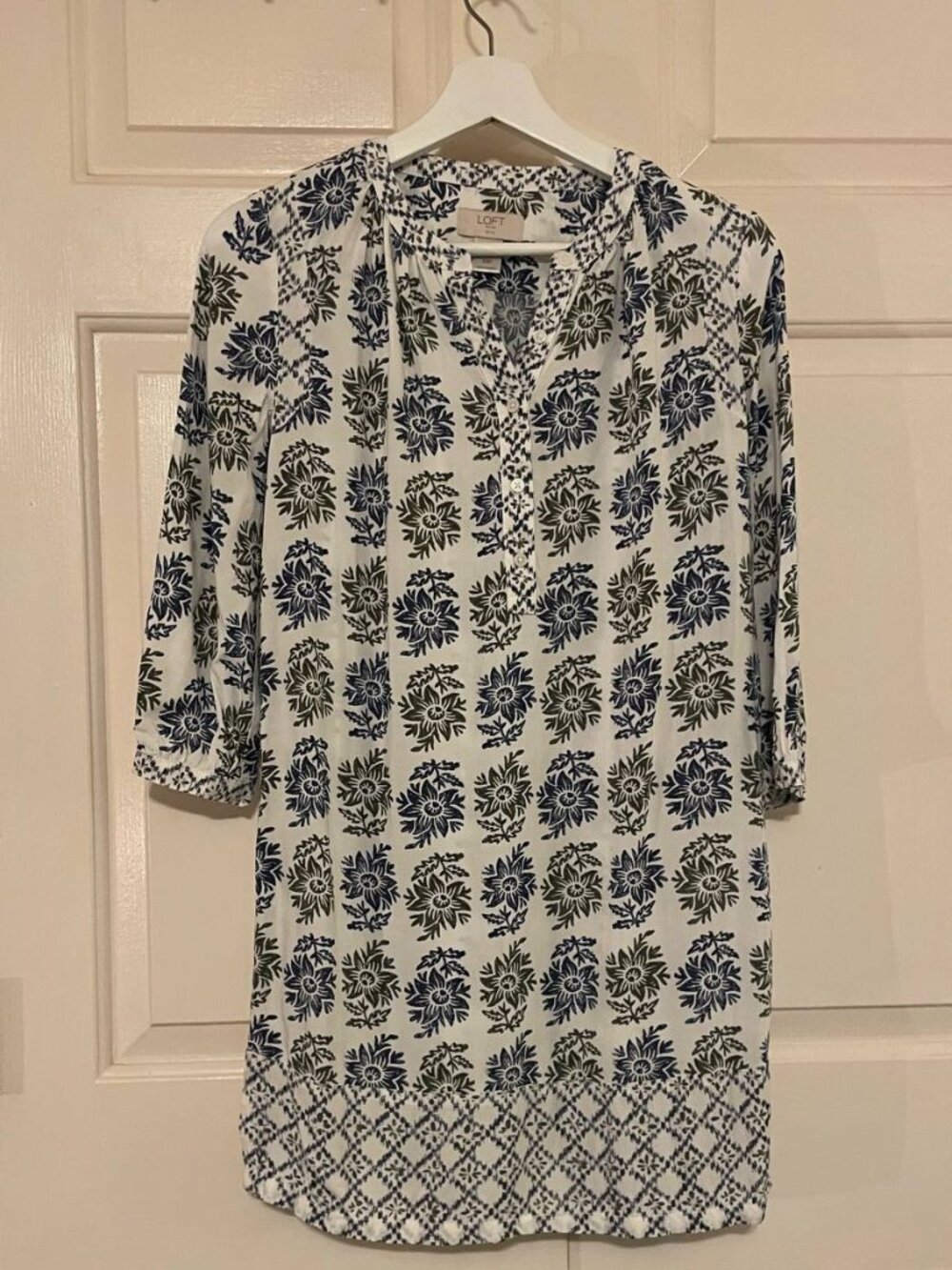LOFT Petite Floral Tunic Dress XSP | Boho Chic Resort Wear